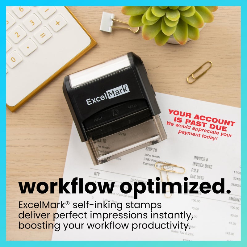 ExcelMark Your Account is Past Due - Self Inking Bill Collection Stamp in Red Ink - Image 2